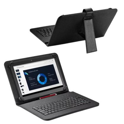 Imagem de Capa com Teclado p/ Tablet Amazon Fire HD 10 + Película de Vidro p/ estudo
