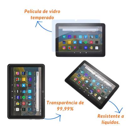 Imagem de Capa com Teclado p/ Tablet Amazon Fire HD 10 + Película de Vidro p/ estudo