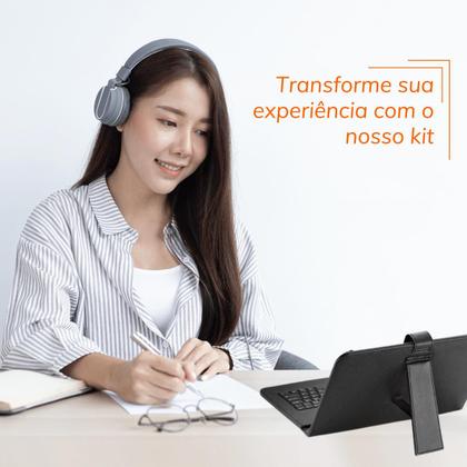 Imagem de Capa com Teclado p/ Tablet Amazon Fire HD 10 + Película de Vidro p/ estudo