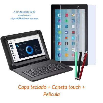 Imagem de Capa com Teclado p/ Tablet Amazon Fire HD 10 + Película de Vidro p/ estudo