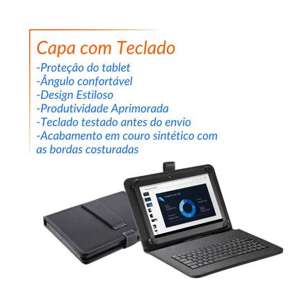 Imagem de Capa com Teclado p/ Tablet Amazon Fire HD 10 + Película de Vidro p/ estudo