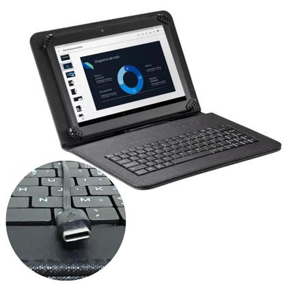 Imagem de Capa com Teclado p/ Tablet Amazon Fire HD 10 + Película de Vidro p/ estudo