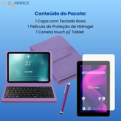 Imagem de Capa com Teclado P/ Tablet Positivo Vision Tab 7 + Película de Cristal