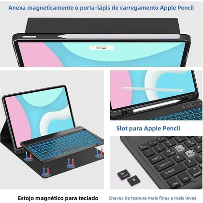 Imagem de Capa Com Teclado Para Samsung Galaxy Tab S10 FE De 10,9 Polegadas Com Suporte Integrado Para S Pen E