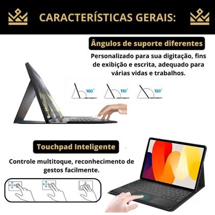 Imagem de Capa Couro Protetora Com Teclado Para Redmi Pad Se 8,7 Pol.