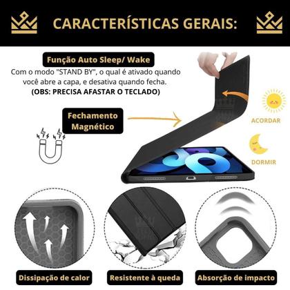 Imagem de Capa Couro Protetora Com Teclado Para Redmi Pad Se 8,7 Pol.