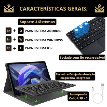 Imagem de Capa Couro Protetora Com Teclado Para Redmi Pad Se 8,7 Pol.