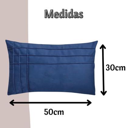 Imagem de capa de almofada  baguete veludo azul marinho drapeado em T 30x 50 cm