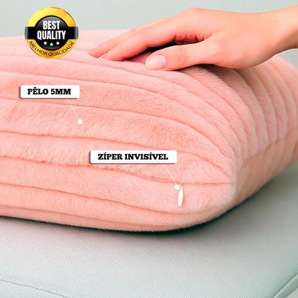 Imagem de Capa de Almofada Decorativa Para Sofá, Cama de Pelúcia Luxo Soft Wave Rose 45x45  Novadecora