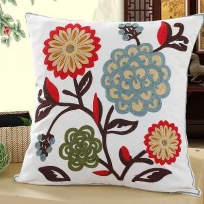 Imagem de Capa de Almofada em Linho Bordada Luxo Decorativa 43x43 cm