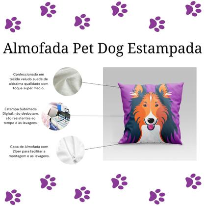 Imagem de Capa de Almofada Estampada Pet Dog em Veludo Suede 45cm x 45cm - Decoração Raças Cachorros