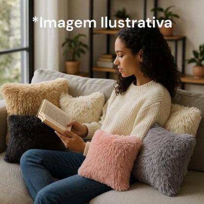 Imagem de Capa de Almofada Felpuda Marina Fofa Pelúcia Sofá 42x42cm