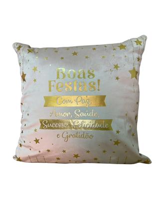Imagem de Capa de Almofada Natalina Off White Boas Festas  43x43