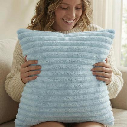 Imagem de Capa de Almofada Pelúcia Luxo Soft Wave Decoração Azul Bebê Sofá Cama Sala de Estar 45x45 Novadecora