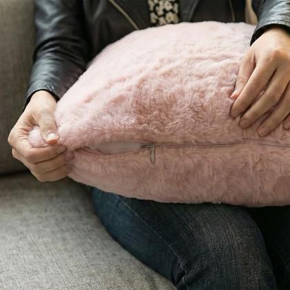 Imagem de Capa de Almofada Pelúcia Pelo Curto Luxo Soft Rose Para Sofá Novadecora
