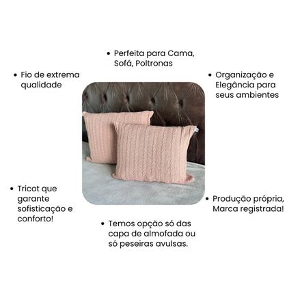 Imagem de Capa De Almofada Tricot Com Zíper Sofa Poltrona Trico 45x45 Premium  Costura Mágica