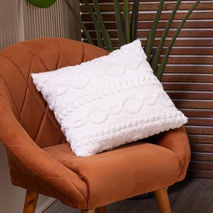 Imagem de Capa de Almofada Zurique em Manta Trançada Alto Relevo Plush Fleece Flannel 45cm x 45cm Decoração Luxo para Inverno