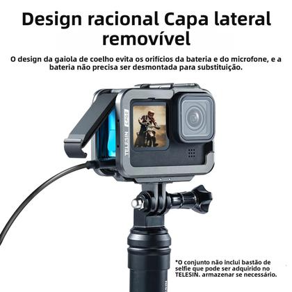 Imagem de Capa De Alumínio Para GoPro Hero 12 11 10 9, Shell Protetora Para Vlog Com Suporte Para Cold Shoe