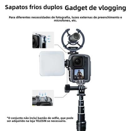 Imagem de Capa De Alumínio Para GoPro Hero 12 11 10 9, Shell Protetora Para Vlog Com Suporte Para Cold Shoe