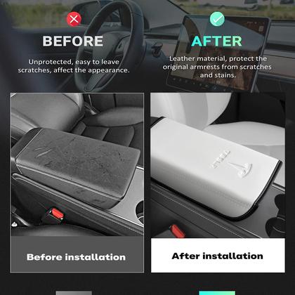 Imagem de Capa de apoio de braço SiegenPro para couro Tesla modelo 3/Y 2017-2024