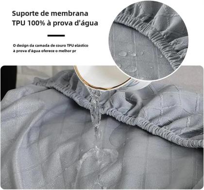 Imagem de Capa de Assento para Cadeira de Jantar Jacquard - Lavável, à Prova d'Água e Removível