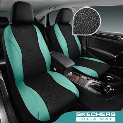 Imagem de Capa de Banco para Carro Skechers, Capa de Banco em Couro com Tecnologia GOGA Mat, Capa de Banco Impermeável, Conjunto Completo, Compatível com Airbag, Ajuste Universal Confortável para a Maioria dos Carros, Vans, Caminhões e SUVs, Verde Menta