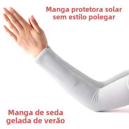 Imagem de Capa de Braço de Compressão Preta - Proteção UV e Resfriamento para Homens e Mulheres