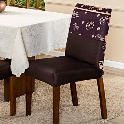 Imagem de Capa de Cadeira Jantar Avulsa Estampada Ajustável com Elástico Protetora Para Cozinha Malha Gel Helanca