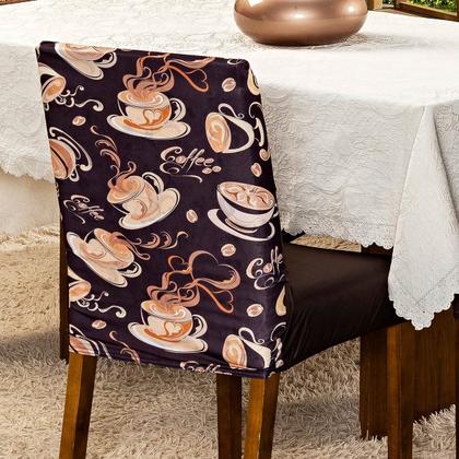 Imagem de Capa de Cadeira Jantar Avulsa Estampada Ajustável com Elástico Protetora Para Cozinha Malha Gel Helanca