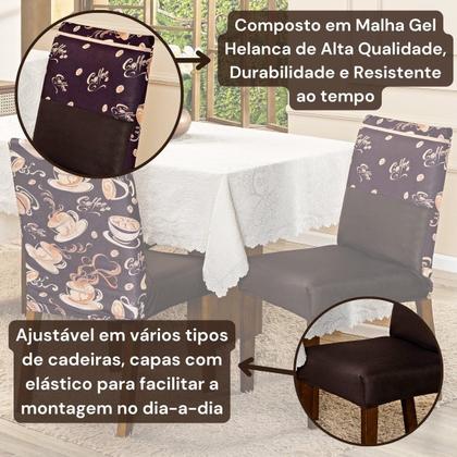 Imagem de Capa de Cadeira Jantar Avulsa Estampada Ajustável com Elástico Protetora Para Cozinha Malha Gel Helanca