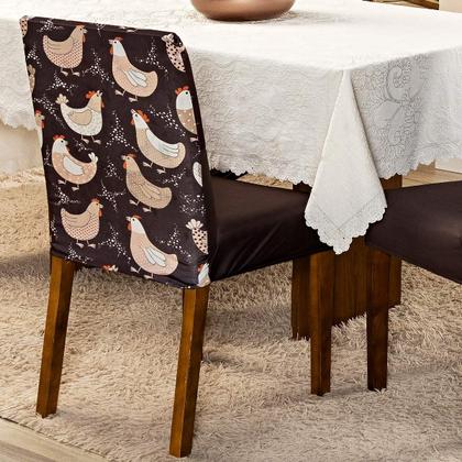 Imagem de Capa de Cadeira Jantar Avulsa Estampada Ajustável com Elástico Protetora Para Cozinha Malha Gel Helanca