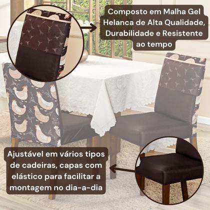 Imagem de Capa de Cadeira Jantar Avulsa Estampada Ajustável com Elástico Protetora Para Cozinha Malha Gel Helanca