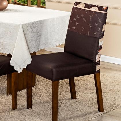 Imagem de Capa de Cadeira Jantar Avulsa Estampada Ajustável com Elástico Protetora Para Cozinha Malha Gel Helanca