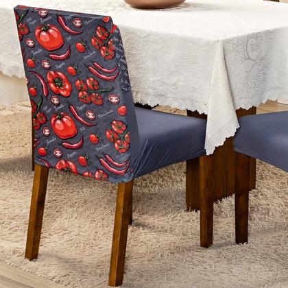 Imagem de Capa de Cadeira Jantar Avulsa Estampada Ajustável com Elástico Protetora Para Cozinha Malha Gel Helanca
