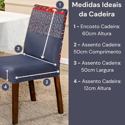 Imagem de Capa de Cadeira Jantar Avulsa Estampada Ajustável com Elástico Protetora Para Cozinha Malha Gel Helanca