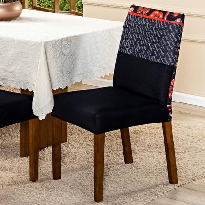 Imagem de Capa de Cadeira Jantar Avulsa Estampada Ajustável com Elástico Protetora Para Cozinha Malha Gel Helanca