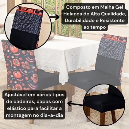 Imagem de Capa de Cadeira Jantar Avulsa Estampada Ajustável com Elástico Protetora Para Cozinha Malha Gel Helanca