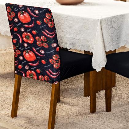 Imagem de Capa de Cadeira Jantar Avulsa Estampada Ajustável com Elástico Protetora Para Cozinha Malha Gel Helanca