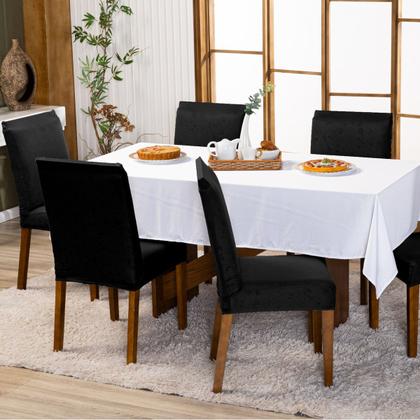 Imagem de Capa de Cadeira Jantar Avulsa Lisa Ajustável com Elástico Protetora Decoração Moderna Para Cozinha Malha Gel Helanca