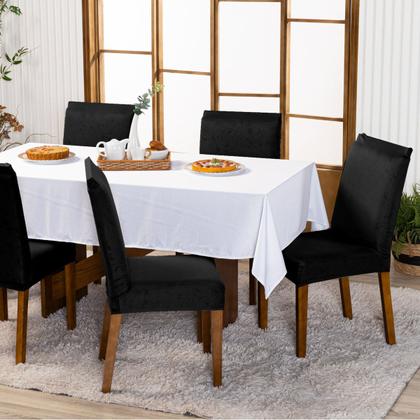 Imagem de Capa de Cadeira Jantar Avulsa Lisa Ajustável com Elástico Protetora Decoração Moderna Para Cozinha Malha Gel Helanca