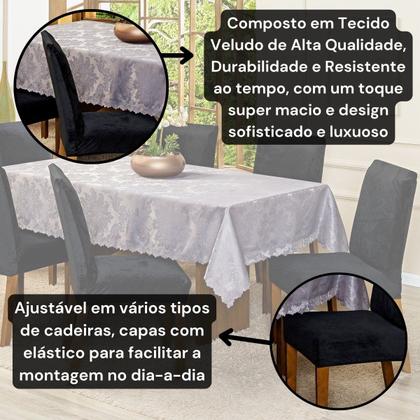 Imagem de Capa de Cadeira Jantar Avulsa Lisa Splendore Ajustável com Elástico Tecido Veludo Suede Decoração Luxo Para Cozinha Moderna Sofisticada