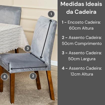 Imagem de Capa de Cadeira Jantar Avulsa Lisa Splendore Ajustável com Elástico Tecido Veludo Suede Decoração Luxo Para Cozinha Moderna Sofisticada