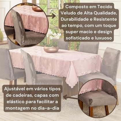 Imagem de Capa de Cadeira Jantar Avulsa Lisa Splendore Ajustável com Elástico Tecido Veludo Suede Decoração Luxo Para Cozinha Moderna Sofisticada