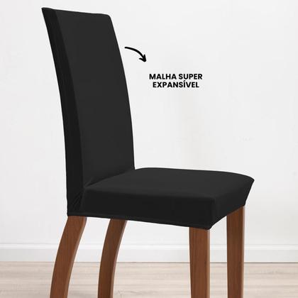 Imagem de Capa de Cadeira Kit 04 Capas Malha Gel Ajustável Com Elástico Preta