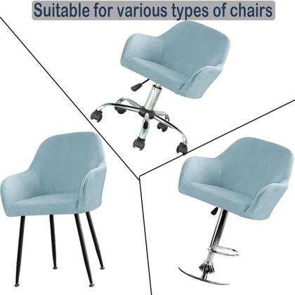 Imagem de Capa de cadeira LOVEHOUGE Velvet, apoio de braço giratório, encosto curvo, 2 peças