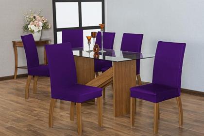 Imagem de Capa De Cadeira Malha Gel - Kit 6 Unidades Roxo