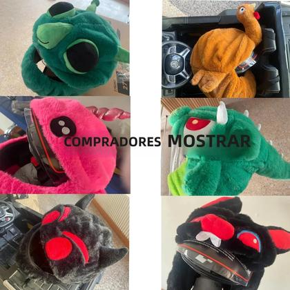 Imagem de Capa de Capacete de Motocicleta com Design de Desenhos Animados - Proteção em Pelúcia