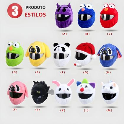 Imagem de Capa de Capacete de Motocicleta com Design de Desenhos Animados - Proteção em Pelúcia