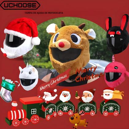 Imagem de Capa de Capacete de Motocicleta com Design de Desenhos Animados - Proteção em Pelúcia