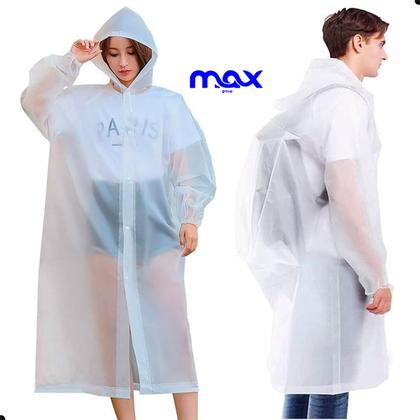 Imagem de Capa De Chuva Adulto Reforçada Eva Transparente Reutilizável Resistente Unissex Com Capuz Masculina Feminina Poncho